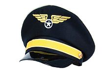 Фуражка Пилота черная (вн446), черный, желтый полиэстер, размер 56