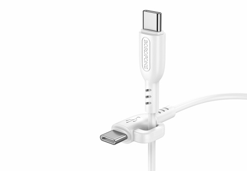 Кабель для Android BOROFONE X91 CHARGING DATA CABLE PD60W TYPE-C - TYPE-C с крючком, Белый, 1 м фото 4