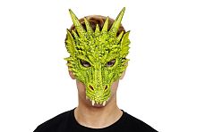 Маска Дракон зеленая на лицо (полумаска пластмассовая) ВМ553, размеры 32*22 см