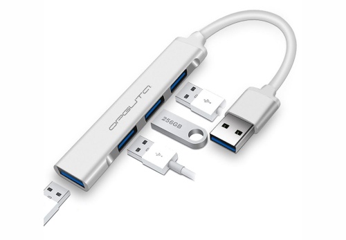 Концентратор OTG Орбита OT-PCR17 Серебро, USB 2.0, 4 гнезда USB 