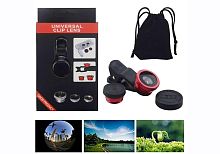 Объектив для смартфона "Рыбий глаз" Fish-Eye, Фишай 3 в 1 (J121)