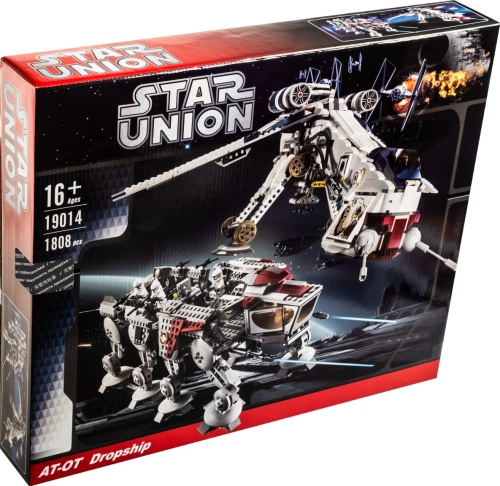 Конструктор Star Union "Десантный корабль республиканцев и шагающий робот AT-OT" 19014, 1808 деталей