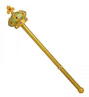 Скипетр королевский с короной, золотой пластик, длина 54 см