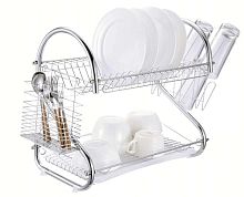 Сушилка для тарелок, 2 уровня, нержавеющая сталь, размер в сборе 58х26х38 см
