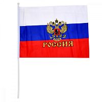 Флаг Российский с гербом, пластмассовое древко, размер полотна 20 х 28 см