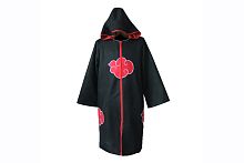 АНИМЕ Naruto Плащ АКАЦУКИ 暁 Красное облако на черном фоне с капюшоном, размер XL 