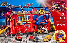 Парковка "Пожарная команда" FIRE STATION + 2 машинки, дорожные знаки в чемодане SK-739XA