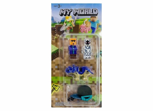 НАБОР Фигурки My World 3в1, 2 человечка + динозавр + аксессуары, на блистере  фото 5