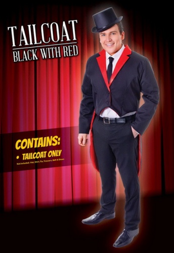 Фрак черный с красным воротником и подкладом AC524, полиэстер, размер 46-48