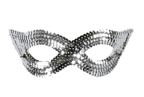 Маска пайетки серебро 05915 (полумаска) полиэстер, без размера