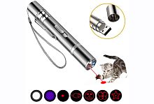 Лазерная указка 3в1 Фонарик USB + Красный луч + УФ подсветка для проверки купюр 11,5 см