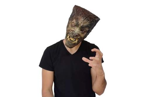 Маска Волк Оборотень 26638, серый. черный латекс, без размера фото 5