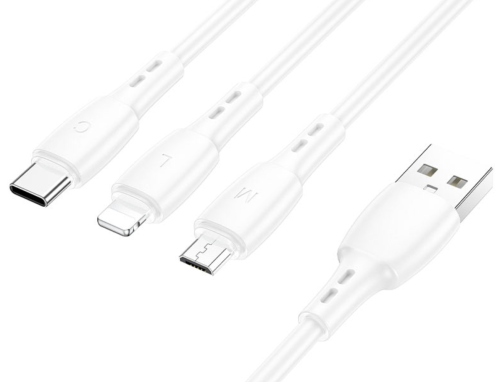 Кабель для зарядки BOROFONE B X71 3 в 1 IP Lighting - MicroUSB - Type-C, длина 1,5 м фото 3