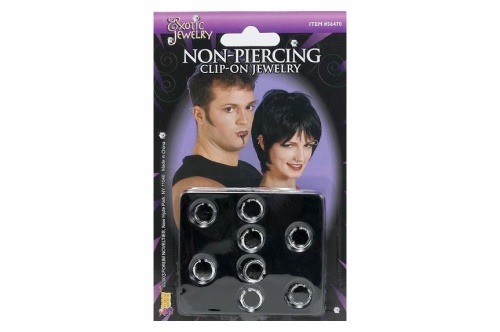 Псевдопирсинг 8 колец Ø 1 см, серая пластмасса, размер 5 мм