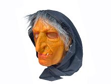 Маска ''Баба-Яга'' бежевый латекс, черный платок, размер взрослый