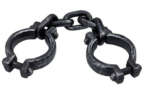 Кандалы на руки пластиковые, 5 звеньев, серебристые, размер 15*10*46 см