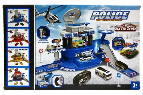 Парковка Полицейская Автомойка POLICE CAR WASH + 2 машинки меняют цвет, 1:64, звук, свет, 32 дет фото 4