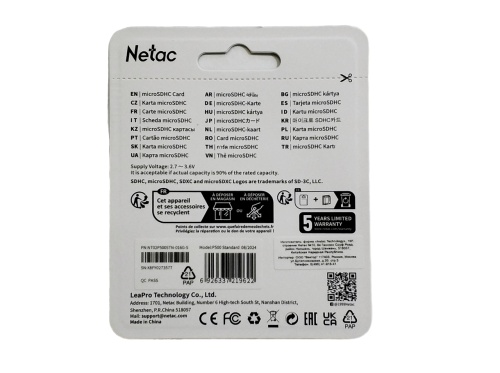 Карта памяти Netac MicroSDHC 16Gb P500 Standard Class 10 UHS-I (90 Mb/s) без адаптера фото 5