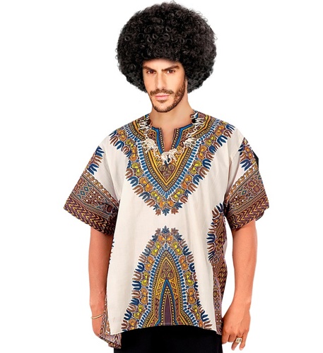 Рубашка Африканка 4175А, серый, белый полиэстер, размер M/L (46-48)