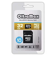 Карта памяти OltraMax MicroSDHC 32Gb Class 10 c адаптером SD