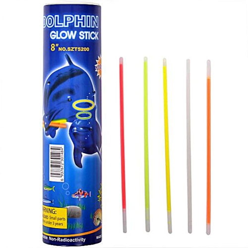 Палочки неоновые светящиеся, флюоресцентные, 6 цветов, размер 0,5х20 см, 100 шт/уп 