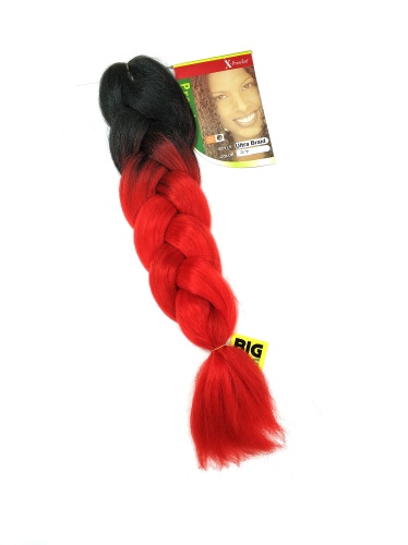 Канекалон 2 цвета X-Pression 2/7, черный/красный, искуственный волос, термостойкий