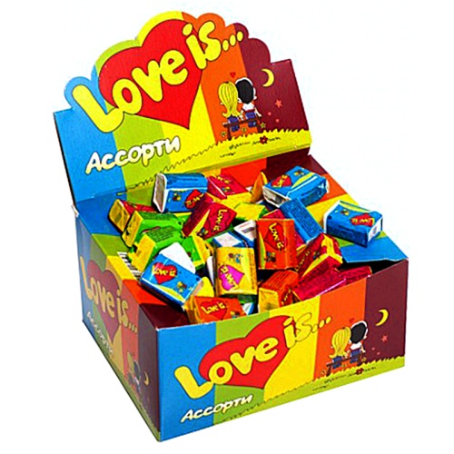 LOVE IS Жевательная резинка Лав из в ассортименте 5 видов, 4,2 г 100 штук  