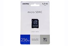 Карта памяти Smartbuy MicroSDXC Full HD 1080p 256Gb EXCELLENT Perfomance Class 10 c адаптером SD 