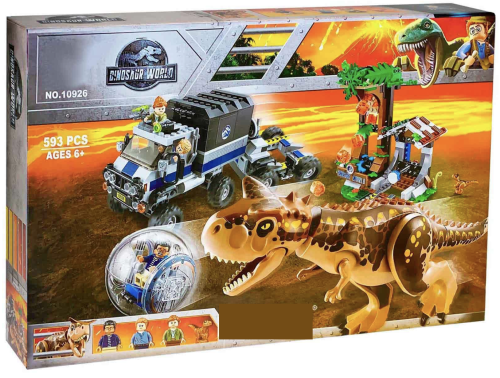 Конструктор BELA Dinosaur World "Побег в гиросфере от карнотавра" 10926, 593 детали