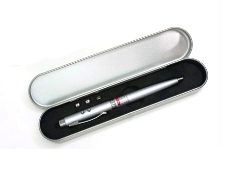 Ручка лазер 3в1 (ручка, лазер, фонарик) в подарочном, металлическом футляре