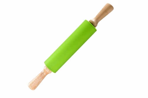 Скалка кулинарная ROLLING PIN силиконовая, деревянные ручки 46 см фото 3