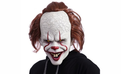 Маска Пеннивайз белый латекс, рыжий искусственный мех, ткань, размер 30х21 см