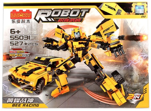 Конструктор LUCKY ROBOT "BEE Racing Бамблби 2в1" 55031, 527 деталей фото 7