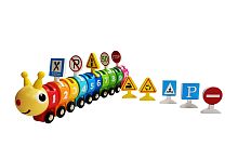 Деревянная развивающая игрушка Паровоз гусеница WOODEN CATERPILLAR TRAIN SETS, возраст от 1,5 лет