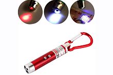 Лазер-брелок фонарик + УФ 3в1 Ø 1,2*7 см с карабином 12 шт/уп