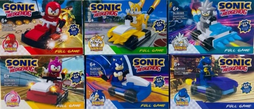 Конструктор Фигурки SONIC The Hedgehog "Герои на машинках 6в1" SL89305A, 12 шт/уп