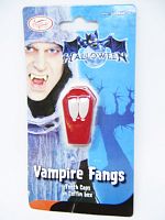 Клыки вампира в гробике 2 штуки (зубы вампира), белый пластик, размер 1,7*0,8 см, Гробик:4,5*2 см
