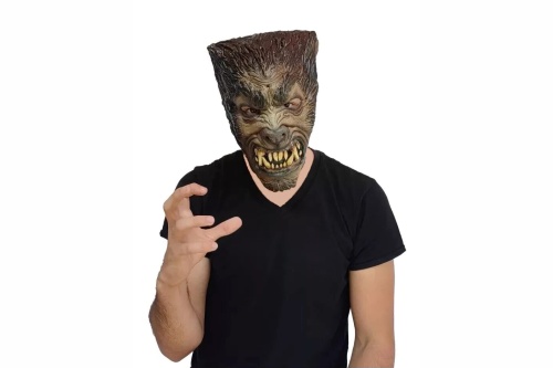 Маска Волк Оборотень 26638, серый. черный латекс, без размера фото 3