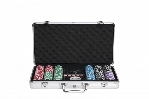 Набор для покера Ultimate POKER GAME SET в алюминиевом кейсе, 300 фишек + 2 колоды карт + 5 кубиков фото 8