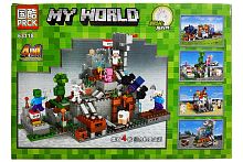 Конструктор Майнкрафт Работы на шахте 4в1 63118 PRCK My World, 232-240 деталей, набор 4 штуки