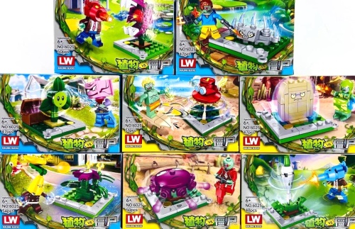 Конструктор BLOCK PLANTS vs ZOMBIES "Дуэли на огороде 8в1" LW 6025, 47-54 деталей ЦЕНА ЗА 1 ШТУКУ !