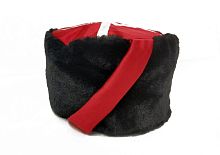 Кубанка черная с красной лентой, мужская,полиэстер 100%, детский размер 52