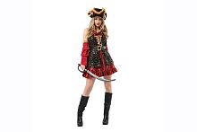 Костюм Платье миссис Пират (платье,шляпа,пояс,рукава,лента), черный красный полиэстер, размер 46-48