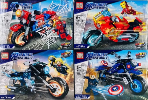 Конструктор PRCK AVENGER ASSEMBLE "Супергерои на мотоциклах 4в1" 64115, 256-259 деталей