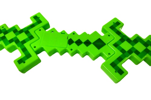 МЕЧ Майнкрафт MINECRAFT ДВУХСТОРОННИЙ зеленый Свет, Звук 62 см, на 3-х батарейках фото 5