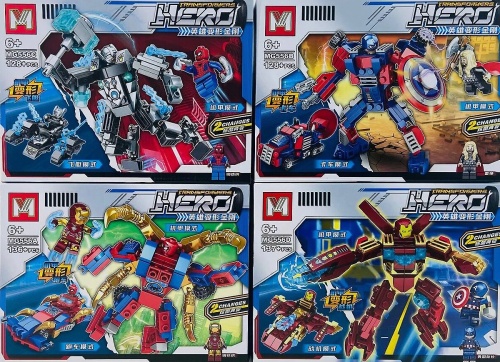 Конструктор MG HEROES ASSEMBLE "Супергерои трансформеры: 2 изменения" MG556, 128-137 деталей