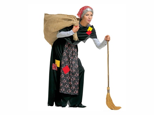 Костюм Баба Яга (юбка с фартуком, накидка, головной убор) 35042, черный полиэстер, размер M