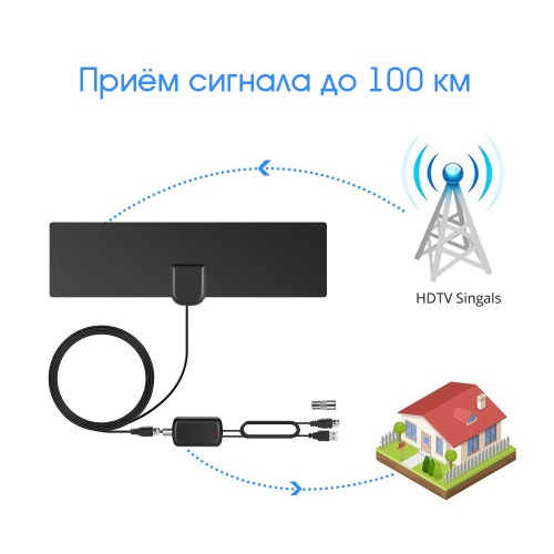 Антенна ТВ комнатная Орбита OT-ANT10 с усилителем, USB, 25дБ фото 7