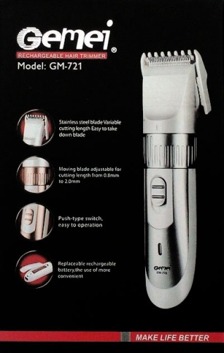 Триммер машинка для стрижки волос Gemei Rechargeable Trimmer GM-721 аккумуляторный 3W фото 6