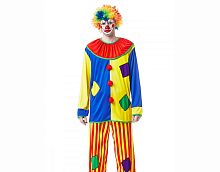 Костюм Клоуна с полосатыми штанами (рубашка, штаны), разноцветный полиэстер, размер 44-46